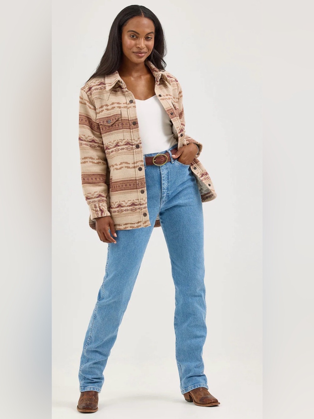 Wrangler Quilt Lined Jacquard Print Shacket